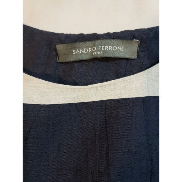 Sandro Ferrone Womens Sleeveless Striped Linen Blend Dress TG.42 size 6 Italy - Picture 4 of 12